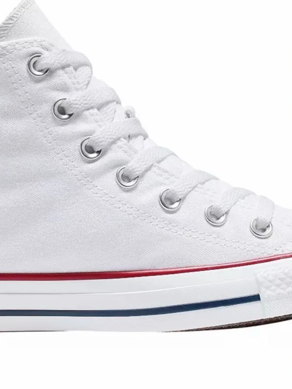 NWT Converse White High-Top Chuck Taylor Sneakers with Red & Blue Stripe